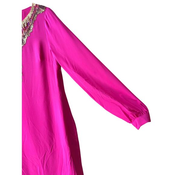 Trina‎ Turk 100% Silk Dress Pink Sequin Embellished  Size 4 - Picture 7 of 13
